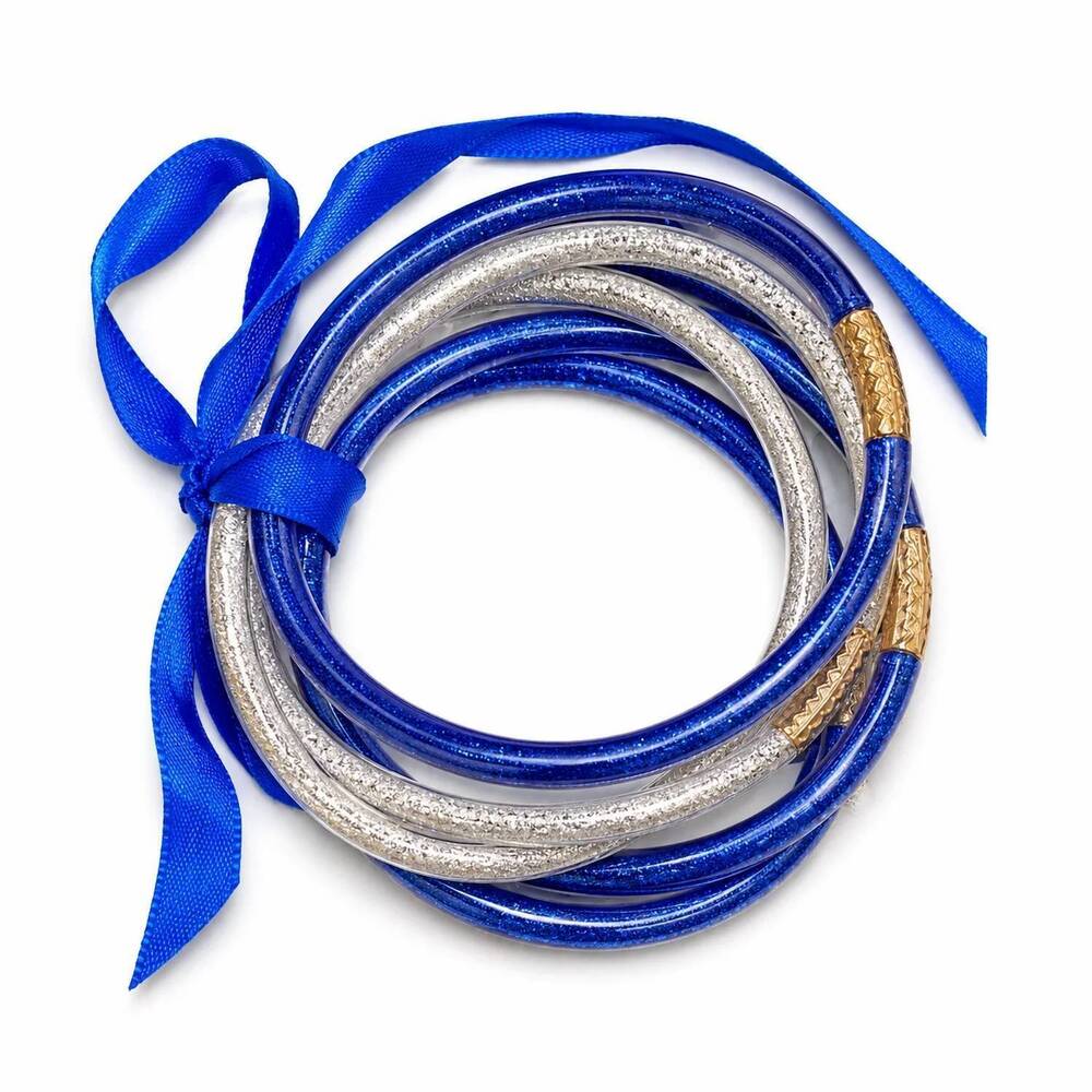 NEW SUZIE Q USA women's sparkle jelly bracelet set in blue